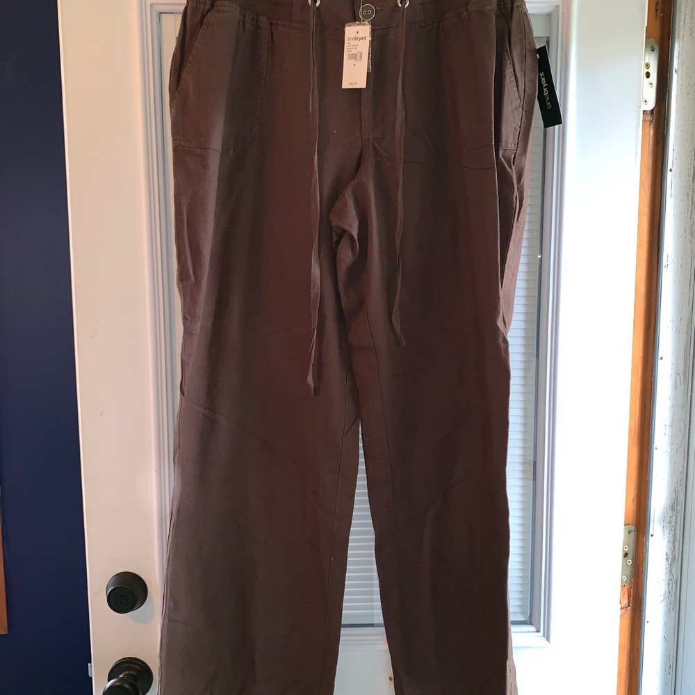 NWT Lane Bryant brown linen pants 14 - Picture 1 of 4